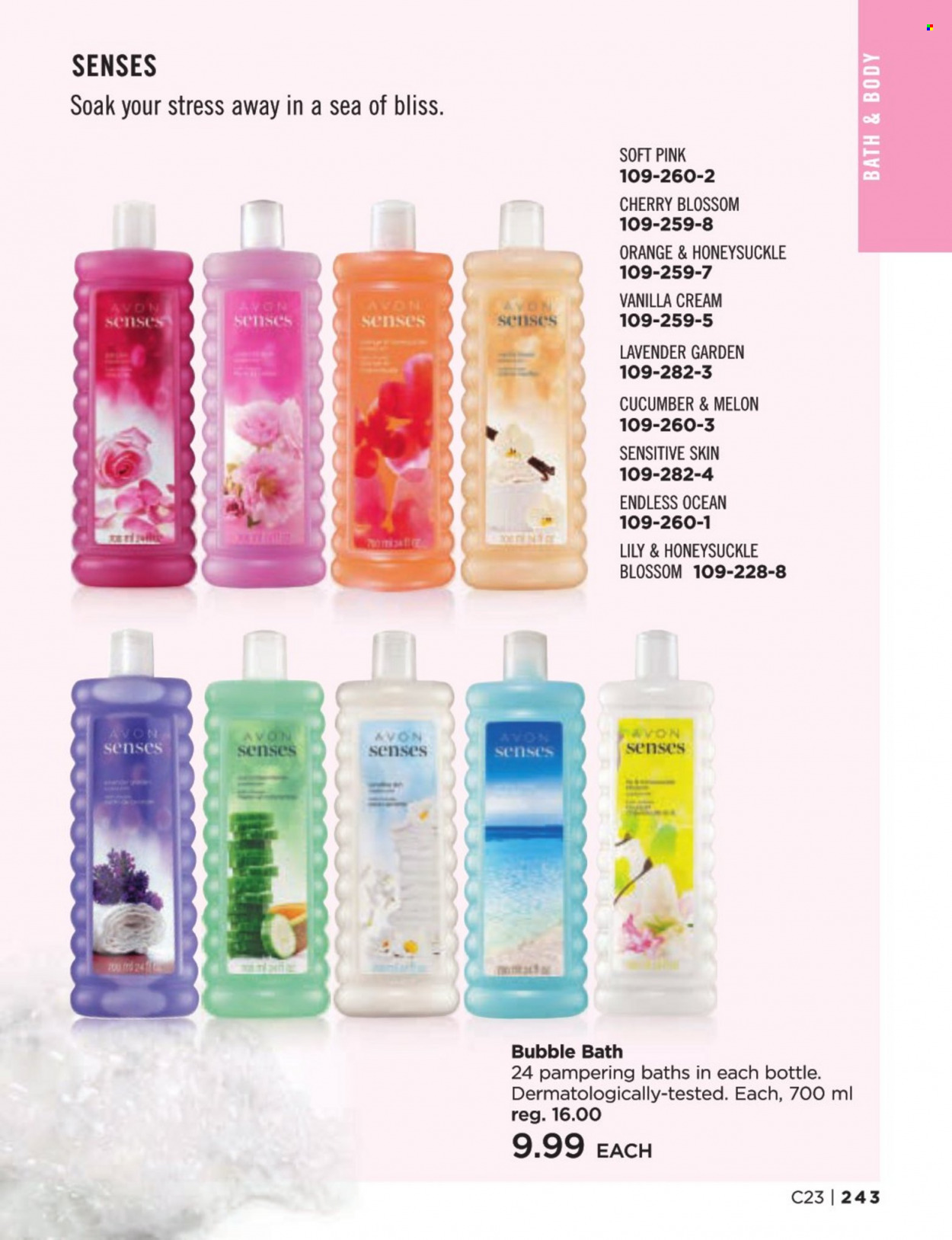 thumbnail - Avon Flyer - Sales products - bubble bath, Avon. Page 243.