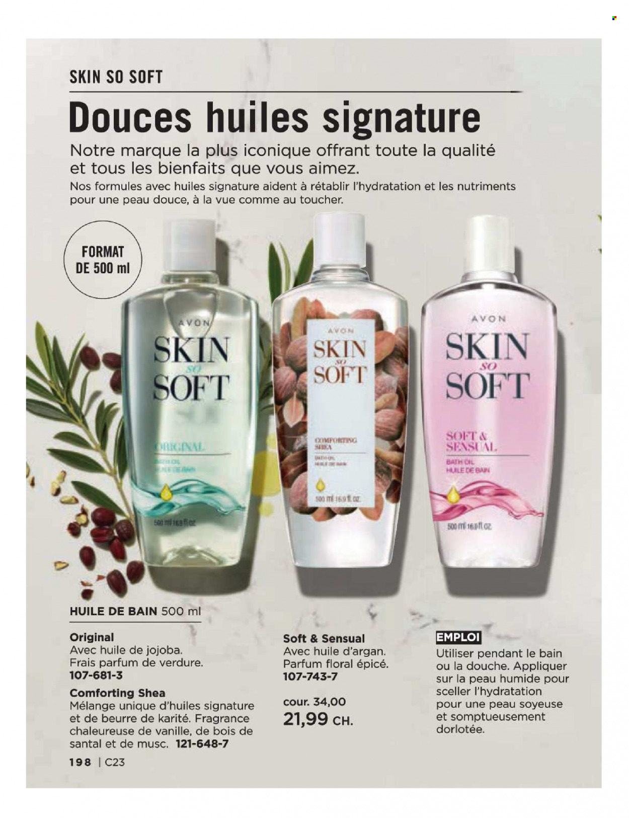 thumbnail - Avon Flyer - Sales products - bath oil, Avon, Skin So Soft, fragrance, pendant. Page 198.