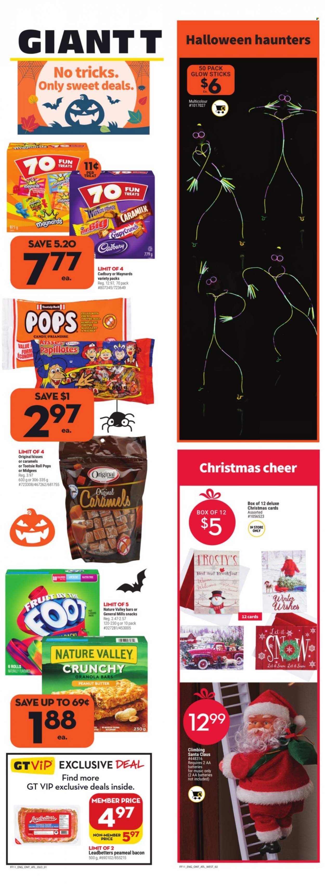 thumbnail - Giant Tiger Flyer - October 13, 2021 - October 19, 2021 - Sales products - bacon, snack, Santa, Cadbury, granola bar, Nature Valley, peanut butter, bed, Santa Claus, Halloween, succulent. Page 7.