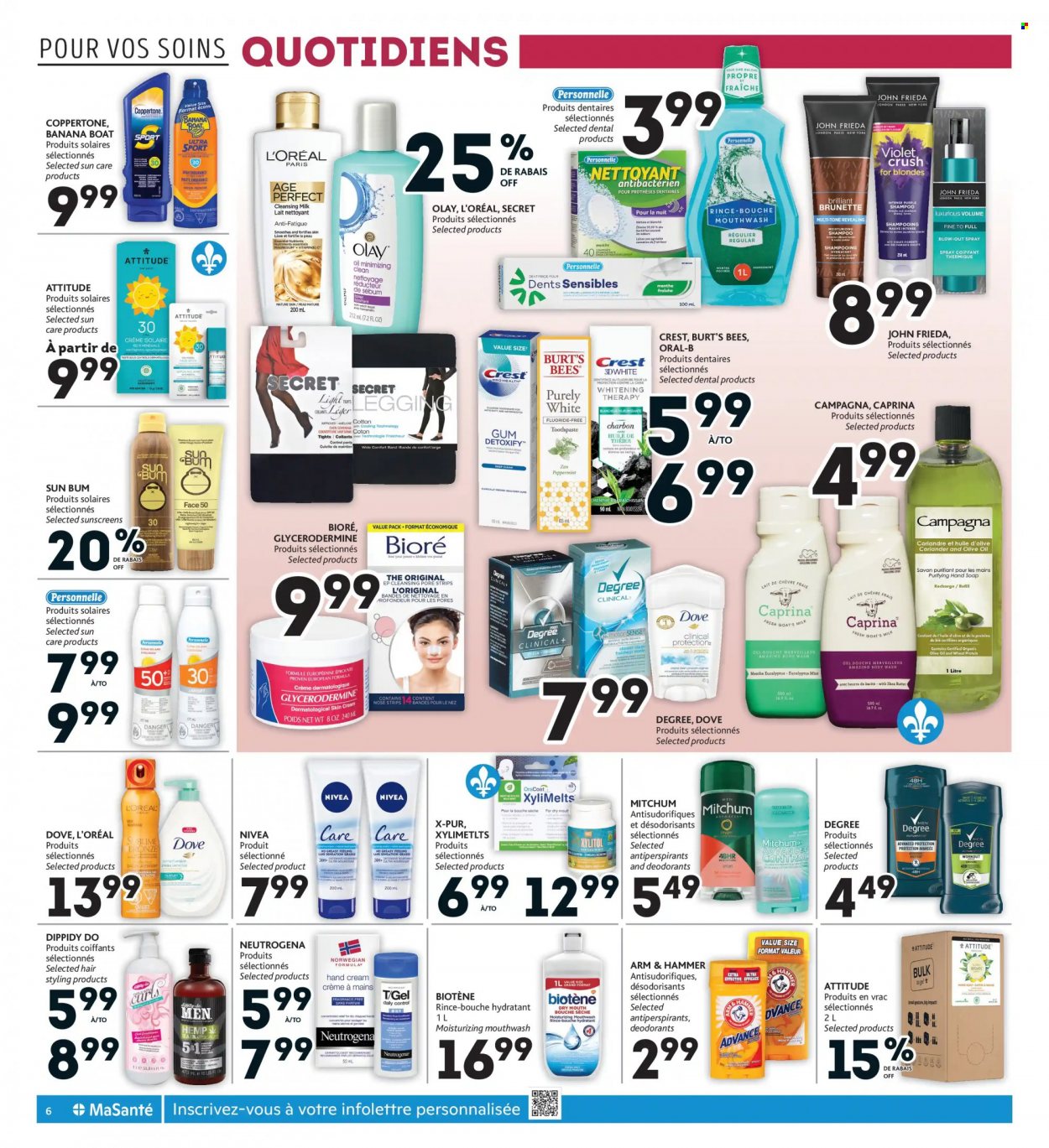 thumbnail - Brunet Flyer - October 14, 2021 - October 20, 2021 - Sales products - ARM & HAMMER, body wash, hand soap, soap, Biotene, toothpaste, mouthwash, Crest, L’Oréal, Olay, Bioré®, John Frieda, shea butter, hand cream, Dove, Neutrogena, shampoo, Nivea, Oral-B, deodorant. Page 6.