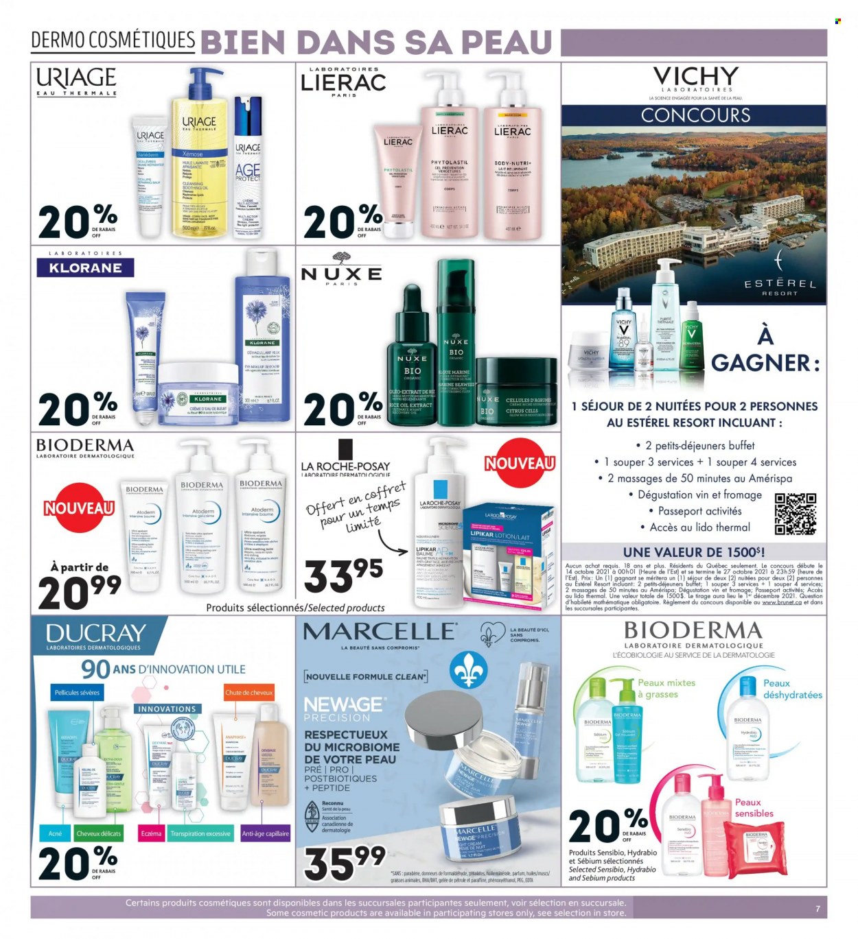 thumbnail - Brunet Flyer - October 14, 2021 - October 20, 2021 - Sales products - Ace, Vichy, La Roche-Posay, Klorane, body lotion. Page 7.