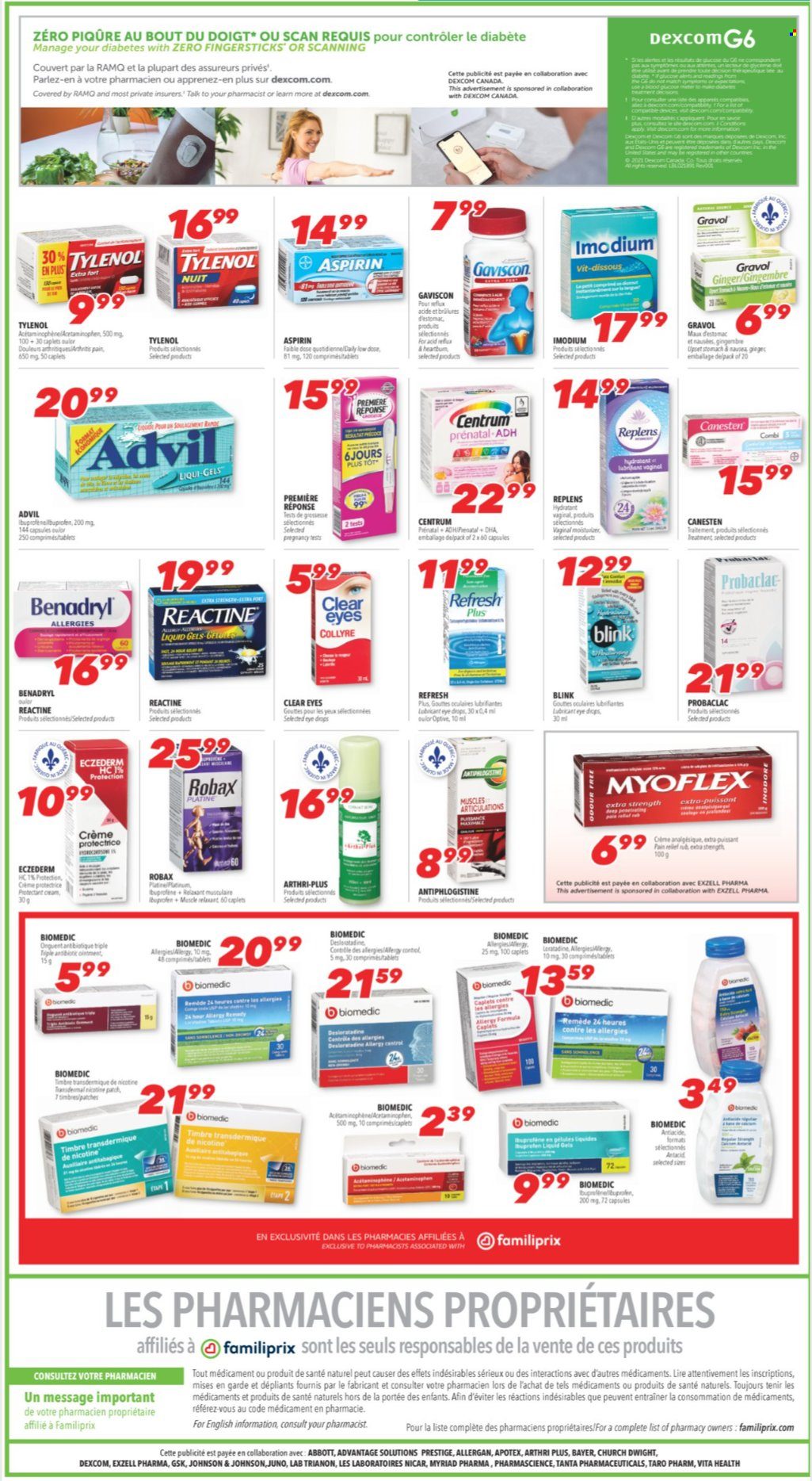 thumbnail - Familiprix Extra Flyer - October 14, 2021 - October 20, 2021 - Sales products - ginger, Johnson's, ointment, Tylenol, Ibuprofen, Prenatal, Advil Rapid, Gaviscon, Low Dose, aspirin, Centrum, Bayer, Imodium. Page 6.