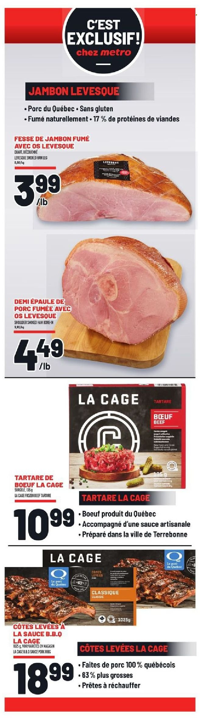 thumbnail - Metro Flyer - October 14, 2021 - October 20, 2021 - Sales products - sauce, ham, smoked ham, pork meat, pork ribs, cage. Page 7.