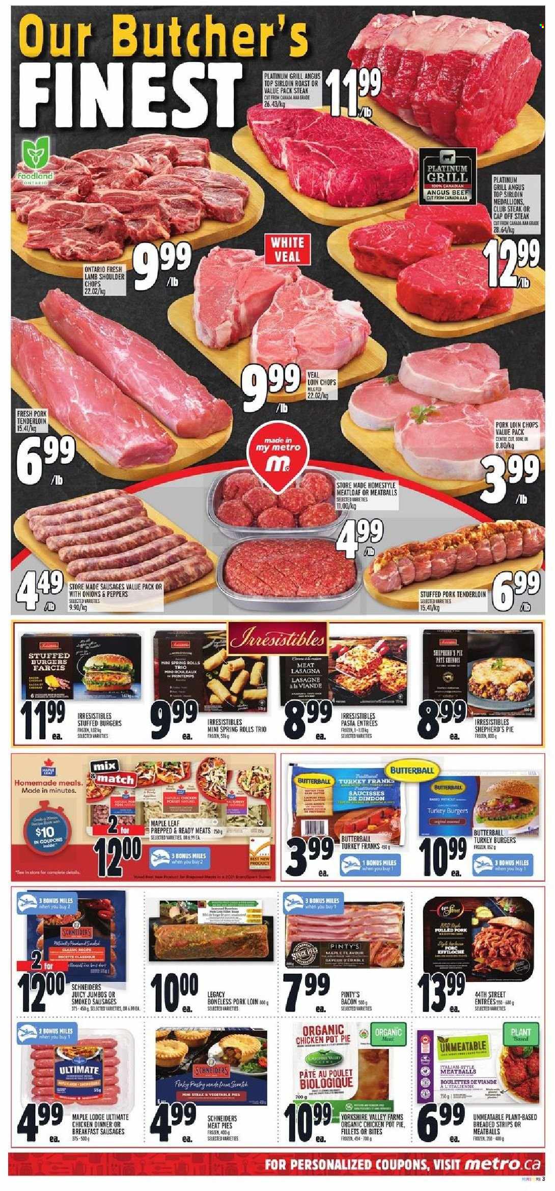 thumbnail - Circulaire Metro - 14 Octobre 2021 - 20 Octobre 2021 - Produits soldés - steak, lasagnes, bacon, saucisse, dindon. Page 3.