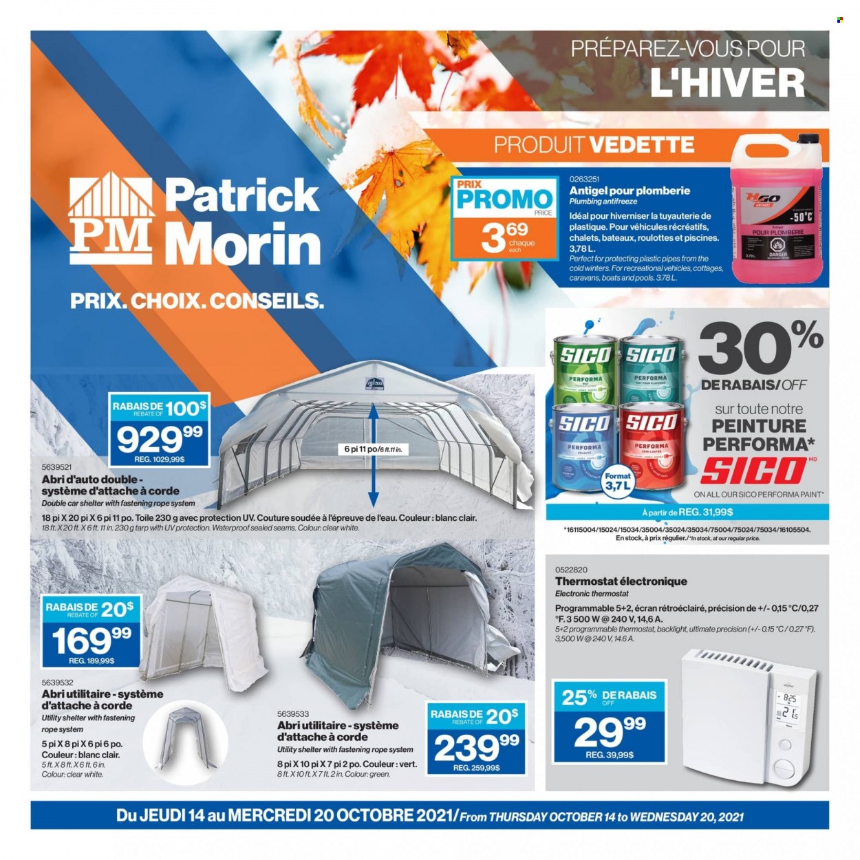 thumbnail - Patrick Morin Flyer - October 14, 2021 - October 20, 2021 - Sales products - paint. Page 1.