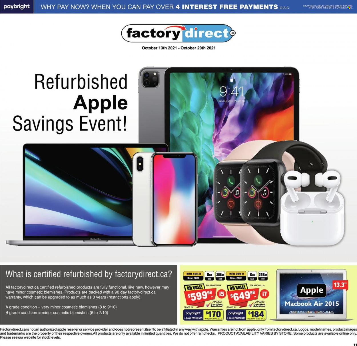 thumbnail - Factory Direct Flyer - October 13, 2021 - October 20, 2021 - Sales products - Intel, pin, MacBook, MacBook Air. Page 1.