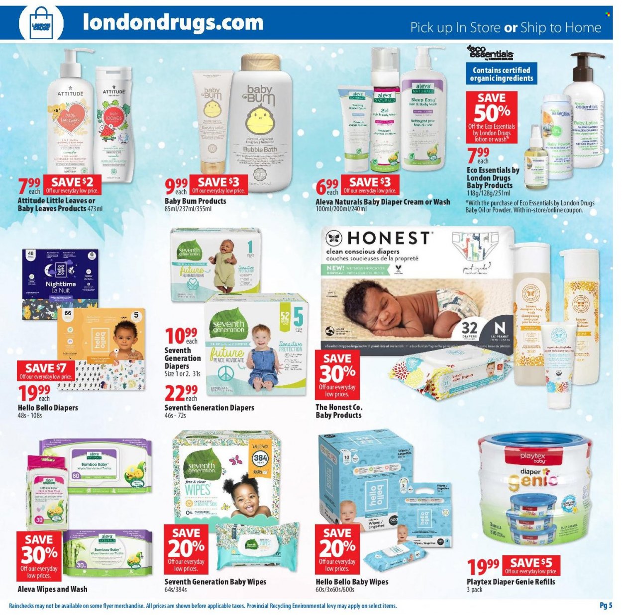 thumbnail - London Drugs Flyer - October 15, 2021 - November 03, 2021 - Sales products - wipes, baby wipes, nappies, baby oil, body wash, bubble bath, hair & body wash, Playtex, body lotion, fragrance, BOSE. Page 5.