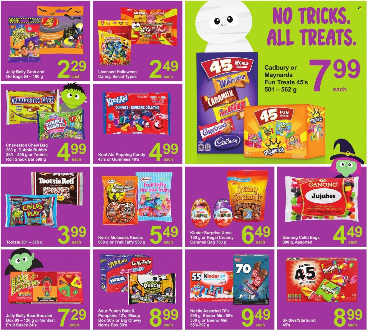 thumbnail - Pharmasave Flyer - October 15, 2021 - October 21, 2021 - Sales products - pumpkin, fish, chocolate, snack, Kinder Surprise, Cadbury, Skittles, jelly beans, fruit snack, snack bar, Starburst, molasses, Monster, Cuvée, Cello, candle, Halloween, Nestlé, kool aid. Page 7.