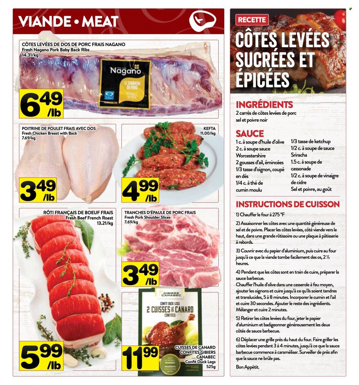 thumbnail - PA Supermarché Flyer - October 18, 2021 - October 24, 2021 - Sales products - cumin, sriracha, worcestershire sauce, chicken breasts, chicken, duck meat, duck leg, pork meat, pork ribs, pork shoulder, pork back ribs, ketchup. Page 2.