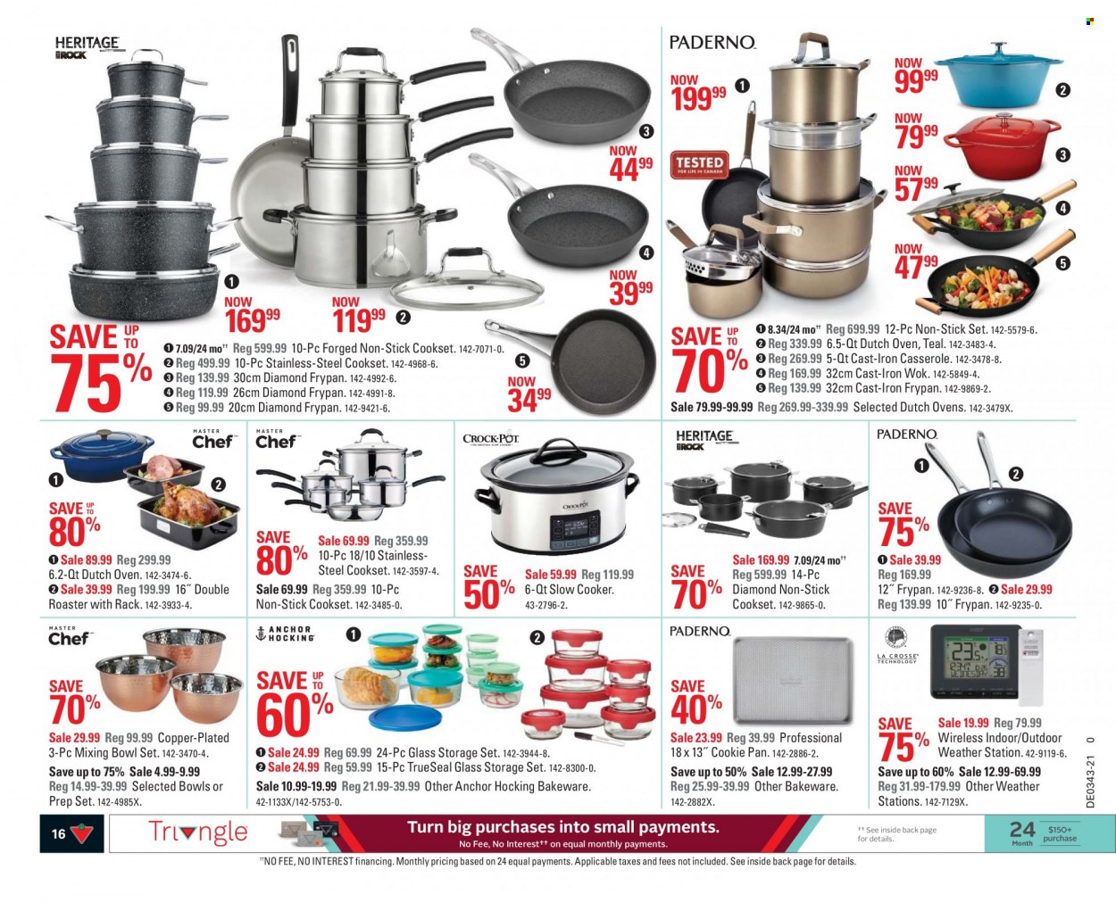 thumbnail - Canadian Tire Flyer - October 22, 2021 - October 28, 2021 - Sales products - mixing bowl, pan, wok, casserole, bowl set, Prep Set, bowl, bakeware, frying pan, cast iron dutch oven, storage container set, slow cooker, roaster, iron. Page 17.