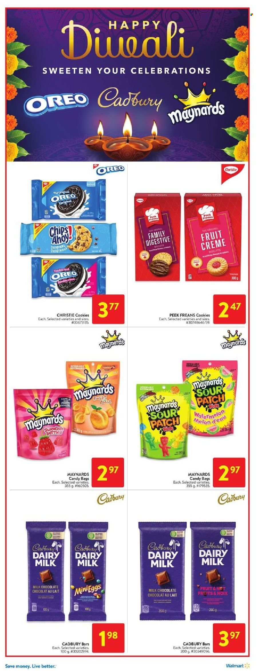 thumbnail - Walmart Flyer - October 21, 2021 - October 27, 2021 - Sales products - melons, cookies, milk chocolate, chocolate, Celebration, biscuit, Cadbury, Dairy Milk, Digestive, Sour Patch, Oreo, chips. Page 6.