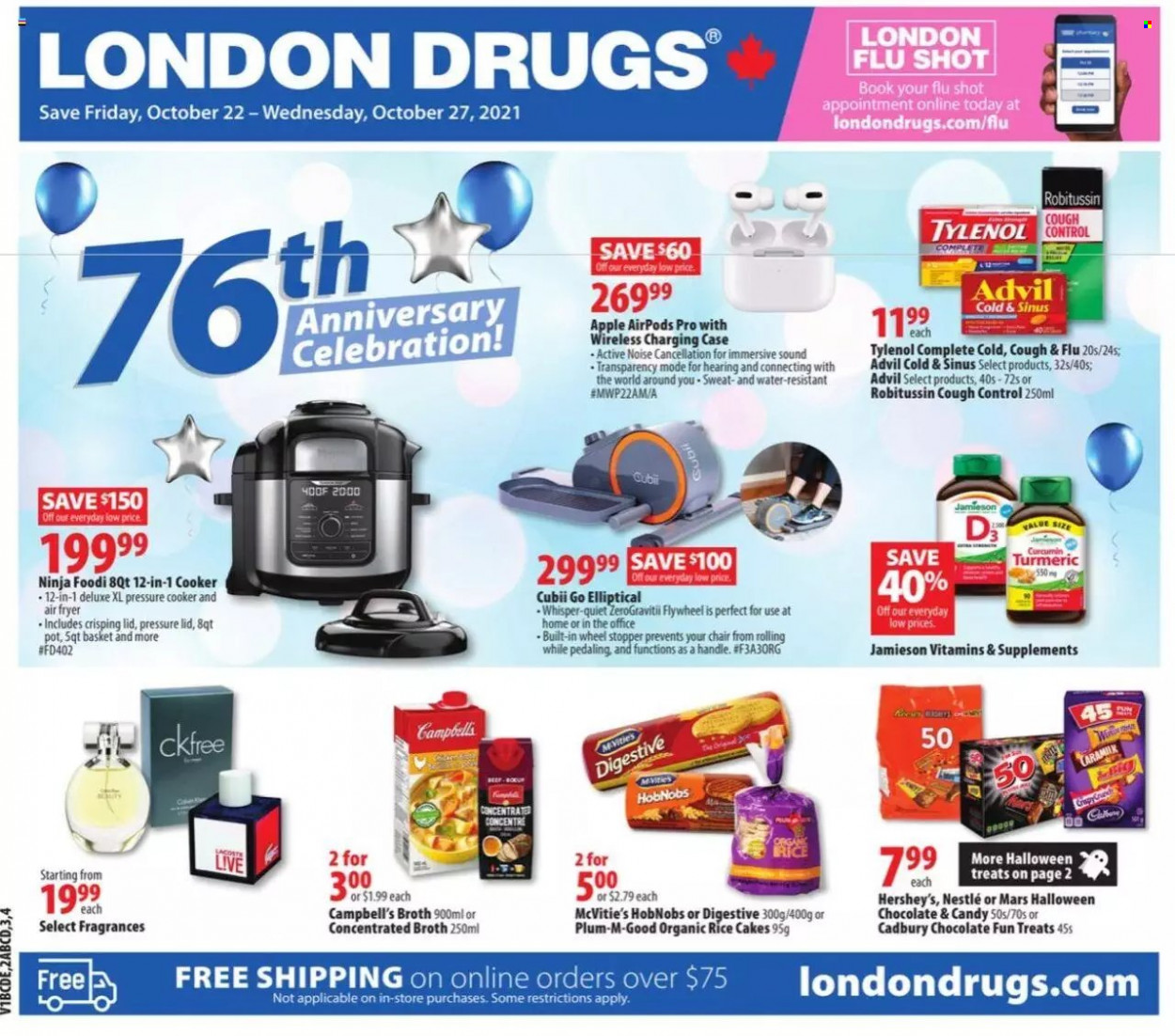 thumbnail - Circulaire London Drugs - 22 Octobre 2021 - 27 Octobre 2021 - Produits soldés - Nestlé, Candy, AirPods, Apple, Robitussin. Page 1.