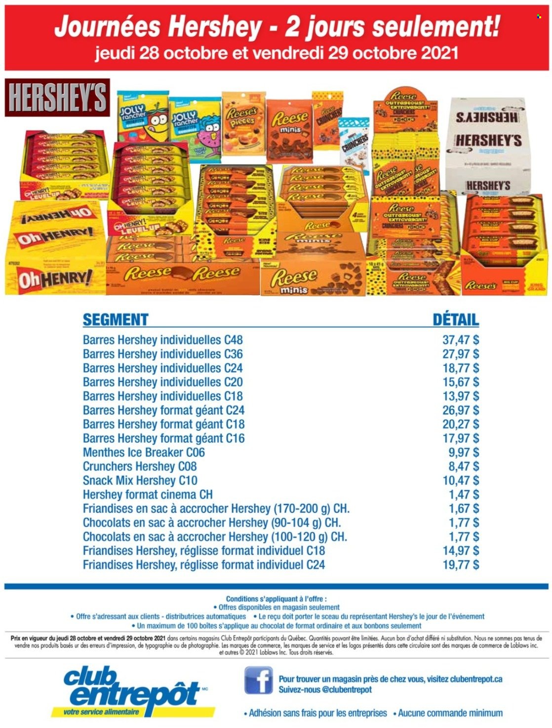 thumbnail - Wholesale Club Flyer - October 28, 2021 - October 29, 2021 - Sales products - Reese's, Hershey's, snack. Page 1.