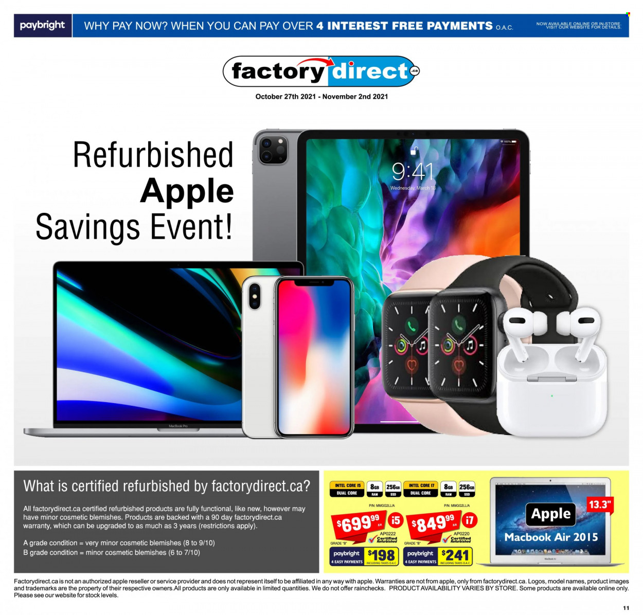 thumbnail - Factory Direct Flyer - October 27, 2021 - November 02, 2021 - Sales products - Intel, MacBook, MacBook Air. Page 1.
