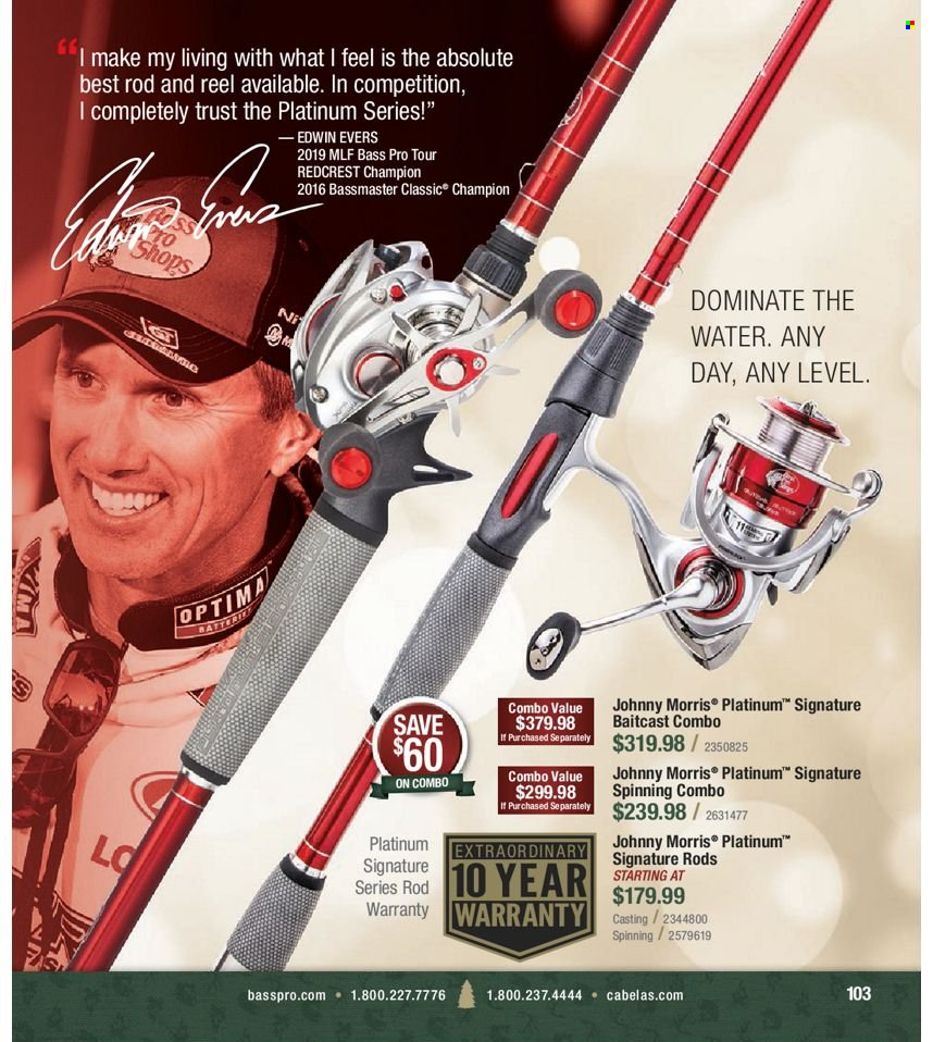 thumbnail - Bass Pro Shops Flyer - Sales products - baitcast combo, Bass Pro, reel. Page 103.