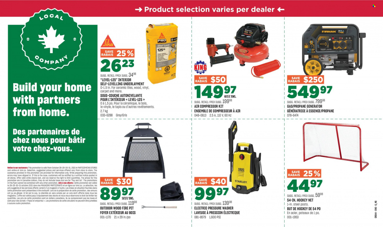 thumbnail - BMR Flyer - October 28, 2021 - October 31, 2021 - Sales products - Stanley, vinyl, air compressor, electric pressure washer, pressure washer, generator. Page 2.