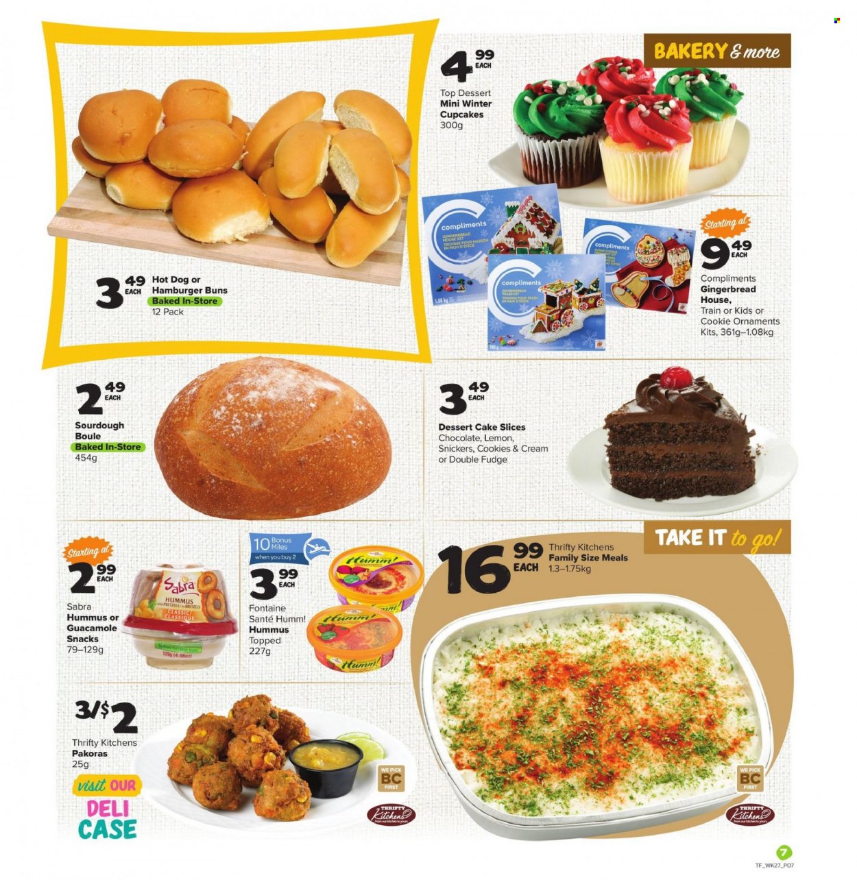 thumbnail - Thrifty Foods Flyer - October 28, 2021 - November 03, 2021 - Sales products - pretzels, cake, buns, burger buns, cupcake, gingerbread, hot dog, hummus, guacamole, cookies, fudge, chocolate, snack, Snickers. Page 2.