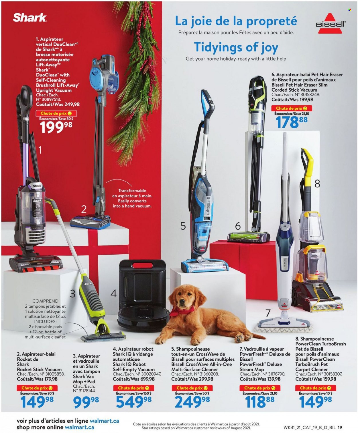 thumbnail - Walmart Flyer - November 04, 2021 - December 01, 2021 - Sales products - disposable pad, surface cleaner, cleaner, Joy, tampons, mop, eraser, Bissell, steam cleaner, Joie, robot. Page 20.