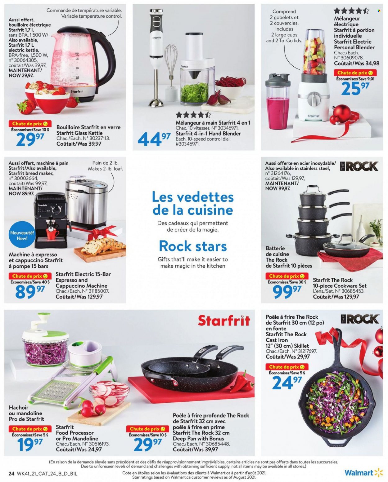 thumbnail - Walmart Flyer - November 04, 2021 - December 01, 2021 - Sales products - bread, kettle, cappuccino, Dial, cookware set, cup, coffee machine, cappuccino maker, food processor, hand blender, bread maker. Page 25.