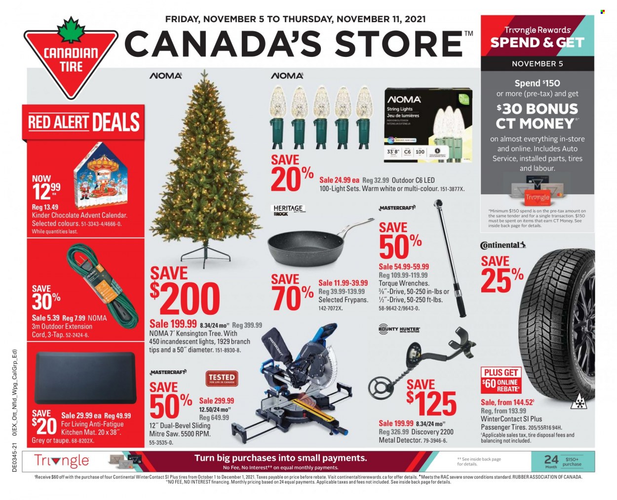 thumbnail - Circulaire Canadian Tire - 05 Novembre 2021 - 11 Novembre 2021 - Produits soldés - four, Kinder. Page 1.