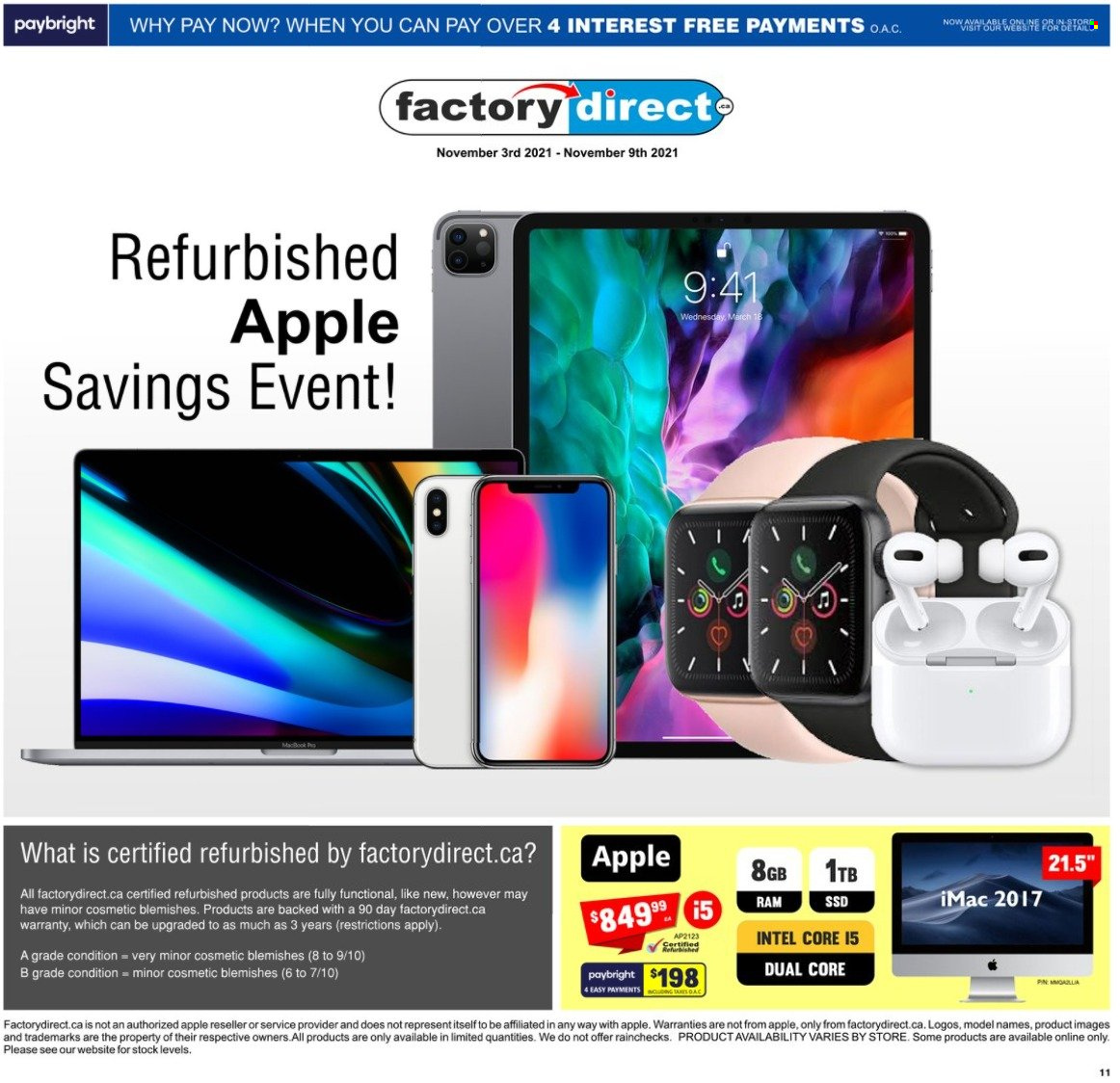 thumbnail - Circulaire Factory Direct - 03 Novembre 2021 - 09 Novembre 2021 - Produits soldés - Apple. Page 1.