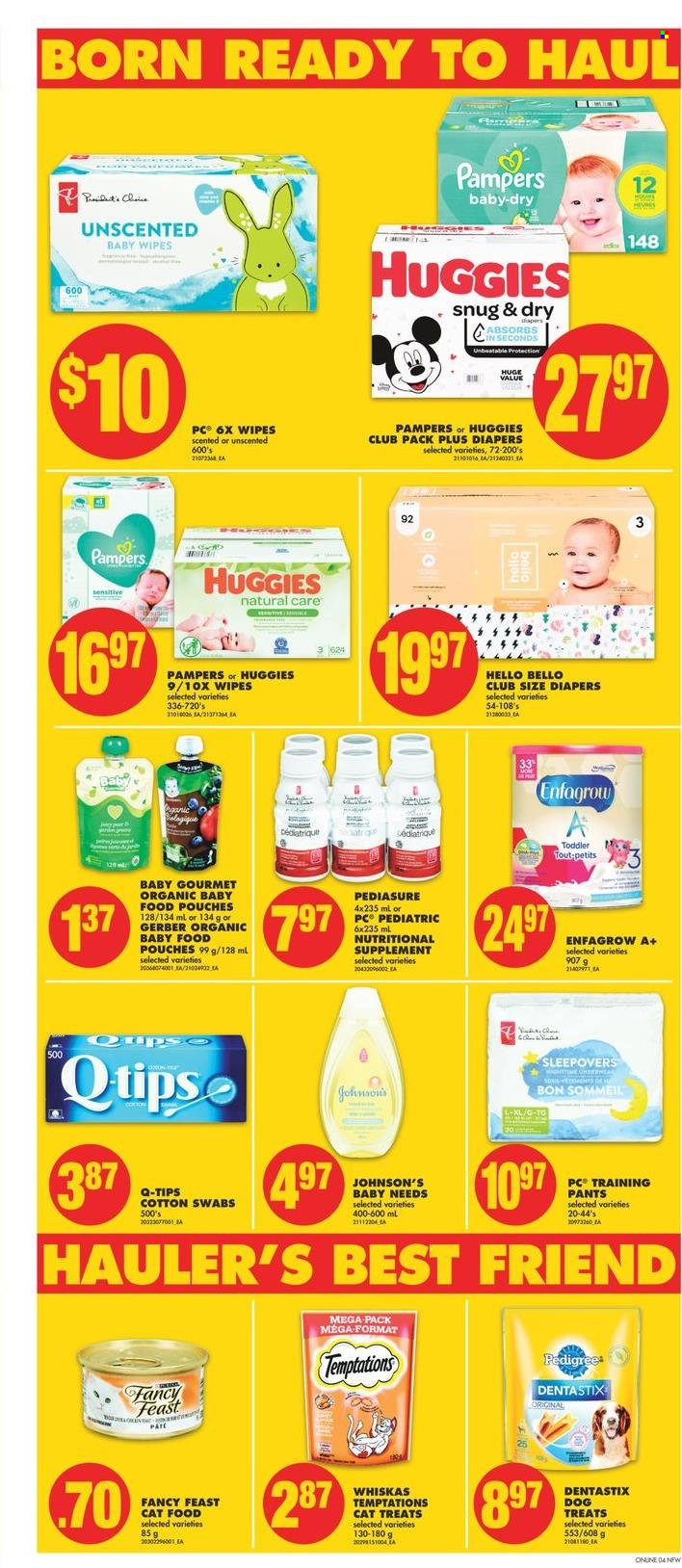 thumbnail - No Frills Flyer - November 05, 2021 - November 11, 2021 - Sales products - Gerber, organic baby food, wipes, pants, baby wipes, nappies, Johnson's, baby pants, animal food, cat food, Dentastix, Pedigree, Fancy Feast, nutritional supplement, Huggies, Pampers, Whiskas. Page 9.
