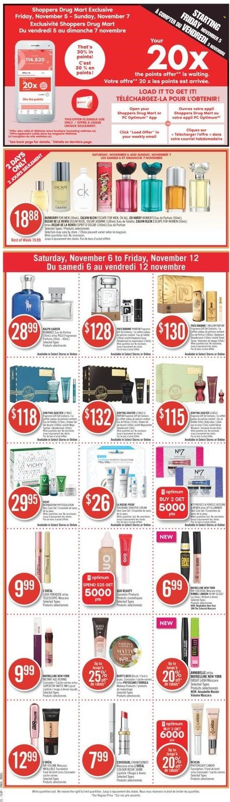 thumbnail - Shoppers Drug Mart Flyer - November 06, 2021 - November 12, 2021 - Sales products - Vichy, L’Oréal, lipstick, mascara, ESPRIT, Burberry, Calvin Klein, Maybelline. Page 3.