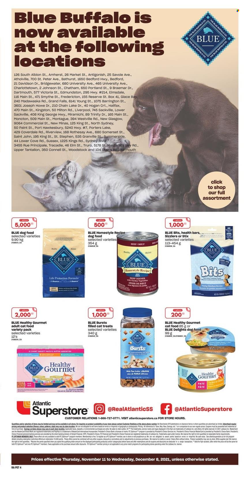 thumbnail - Atlantic Superstore Flyer - November 11, 2021 - December 08, 2021 - Sales products - tapas, pâté, bars, Johnson's, animal food, animal treats, Blue Buffalo, cat food, dog food. Page 4.
