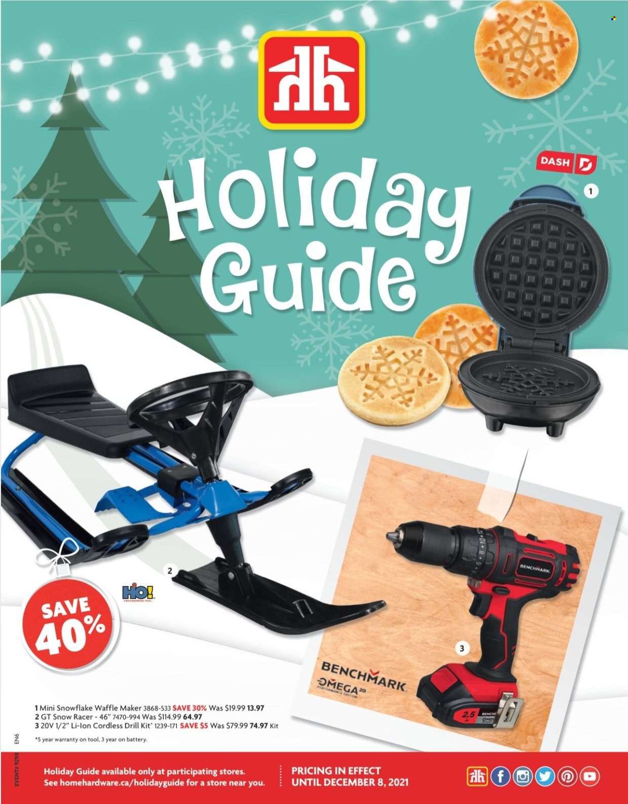 thumbnail - Home Hardware Flyer - October 28, 2021 - December 08, 2021 - Sales products - waffle maker, drill. Page 1.