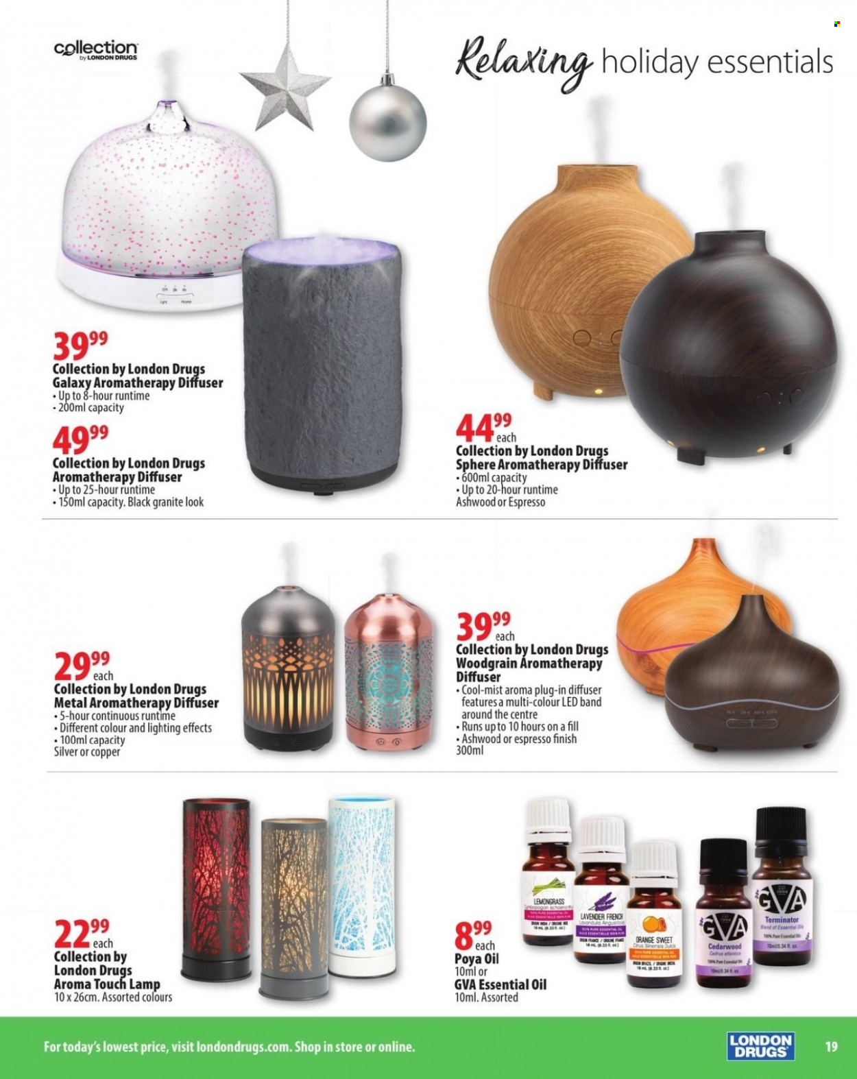 thumbnail - London Drugs Flyer - November 12, 2021 - December 24, 2021 - Sales products - diffuser. Page 19.