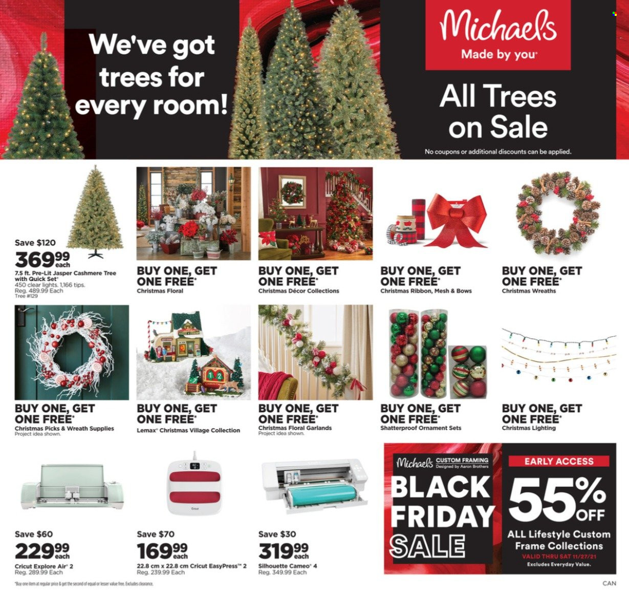 thumbnail - Michaels Flyer - November 19, 2021 - November 23, 2021 - Sales products - ribbon, wreath, christmas village, christmas decor, Lemax. Page 1.