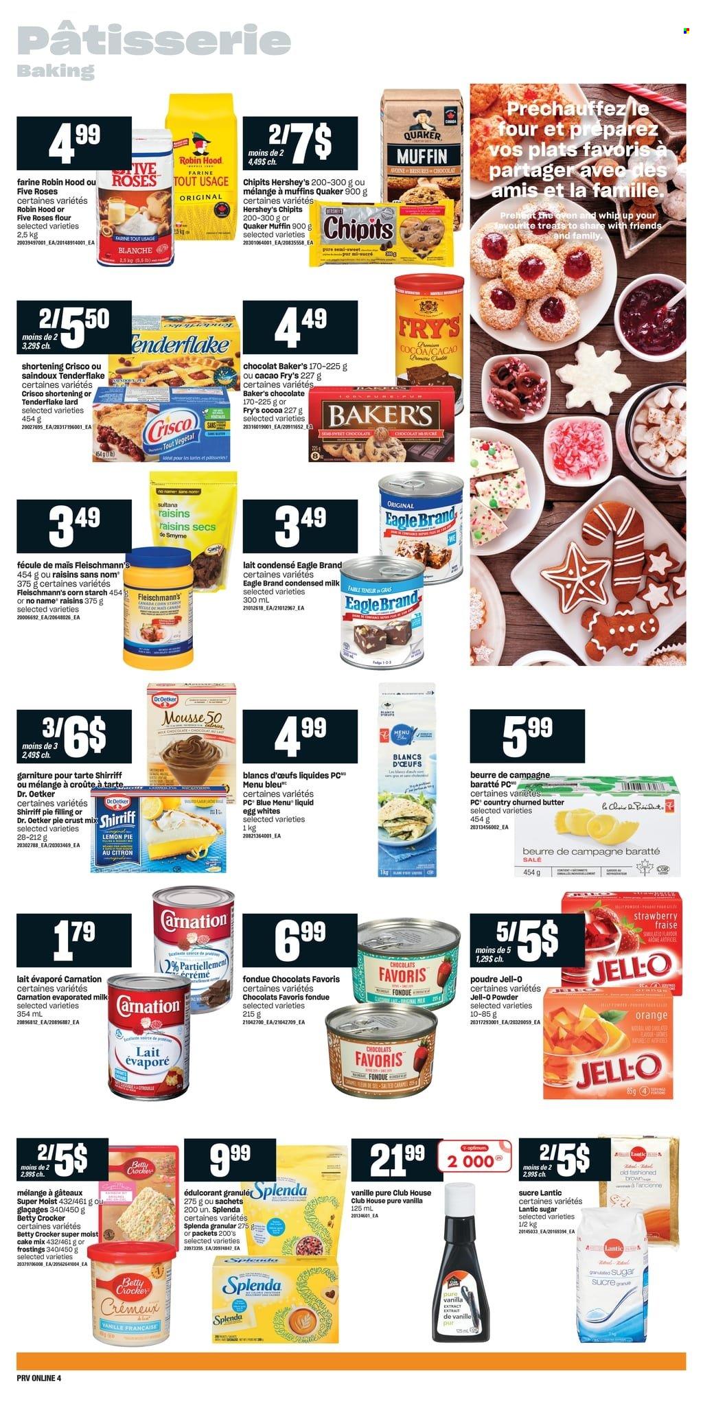 thumbnail - Provigo Flyer - November 25, 2021 - December 01, 2021 - Sales products - muffin, cake mix, No Name, Quaker, Dr. Oetker, evaporated milk, condensed milk, eggs, butter, Hershey's, chocolate, cocoa, Crisco, flour, shortening, sugar, pie crust, pie filling, Jell-O, vanilla extract, dried fruit, lard, raisins, oranges. Page 7.