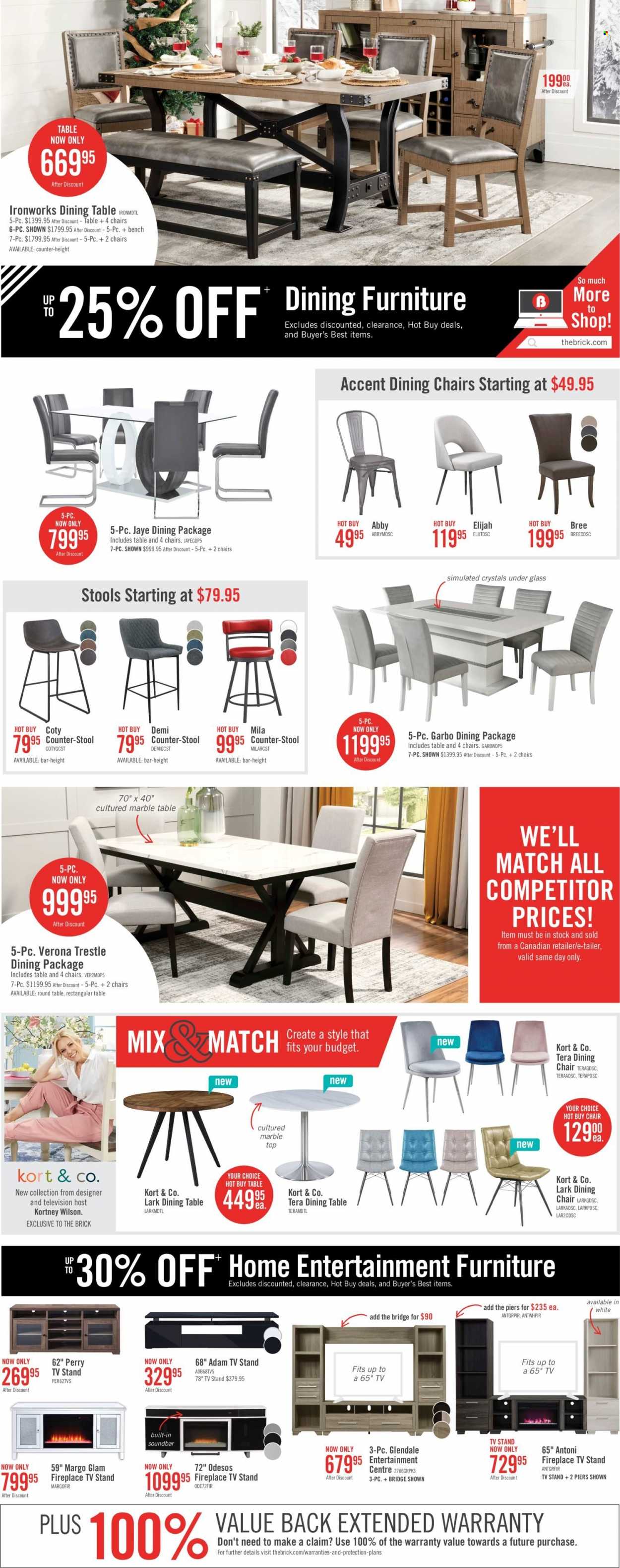 thumbnail - The Brick Flyer - November 26, 2021 - November 29, 2021 - Sales products - dining table, stool, chair, dining chair, bench, TV stand. Page 4.