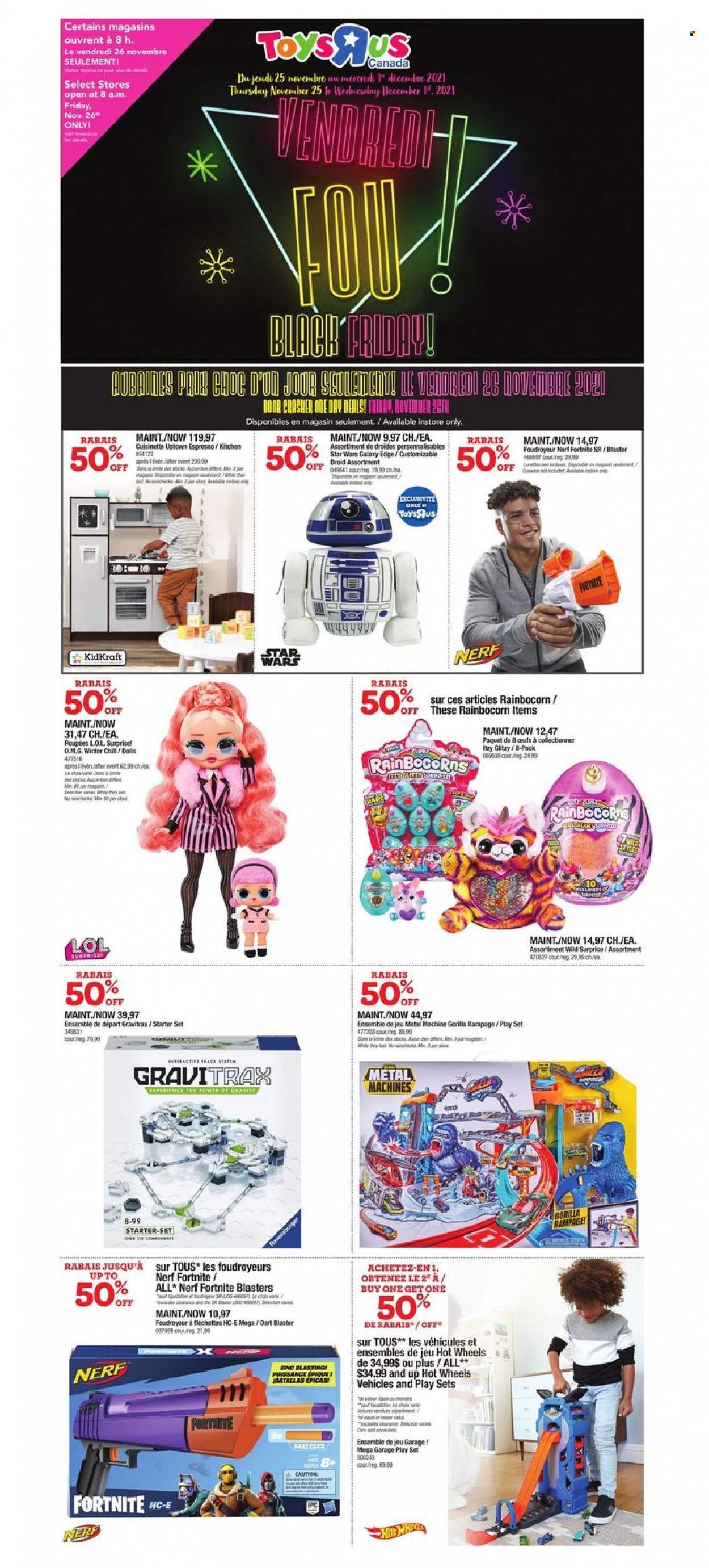 thumbnail - Circulaire Toys''R''Us - 25 Novembre 2021 - 01 Décembre 2021 - Produits soldés - Gravitrax, Nerf. Page 1.