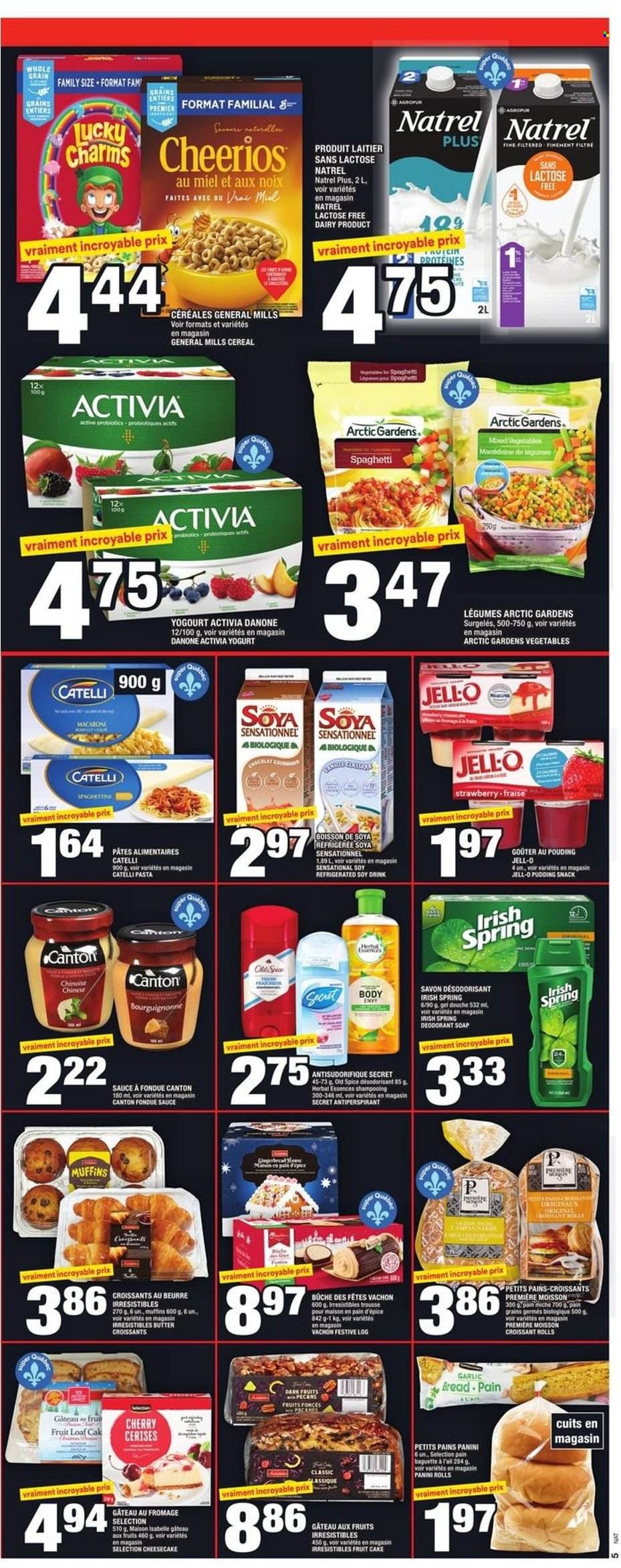 thumbnail - Super C Flyer - December 02, 2021 - December 08, 2021 - Sales products - bread, cake, croissant, panini, cheesecake, muffin, cherries, spaghetti, macaroni, pasta, sauce, pudding, yoghurt, Activia, mixed vegetables, snack, Jell-O, cereals, Cheerios, spice, pecans, soap, Herbal Essences, anti-perspirant, Danone, baguette, Old Spice, deodorant. Page 7.