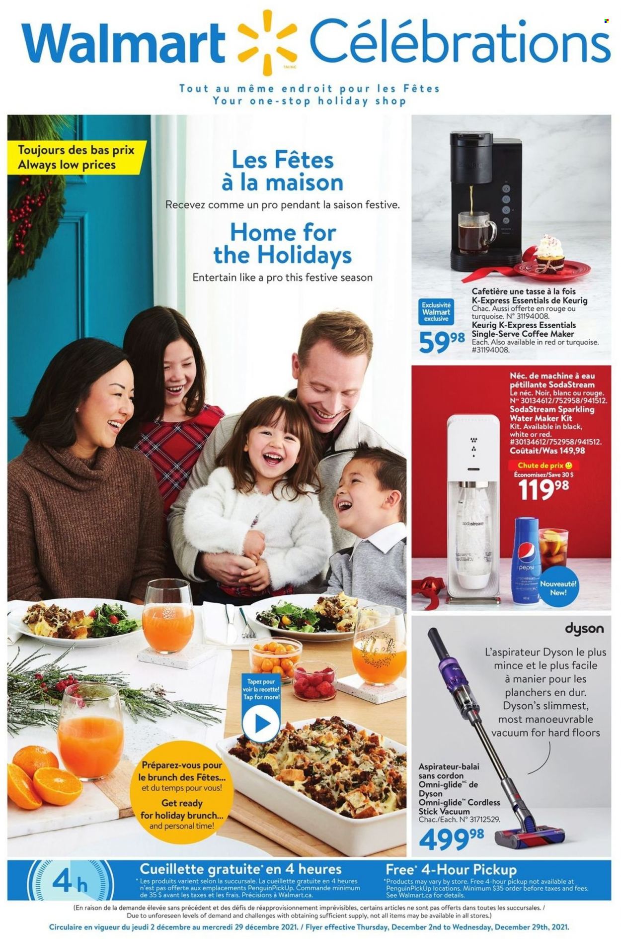 thumbnail - Walmart Flyer - December 02, 2021 - December 29, 2021 - Sales products - omni, Pepsi, Keurig, SodaStream, coffee machine, water maker, pendant, Dyson. Page 1.