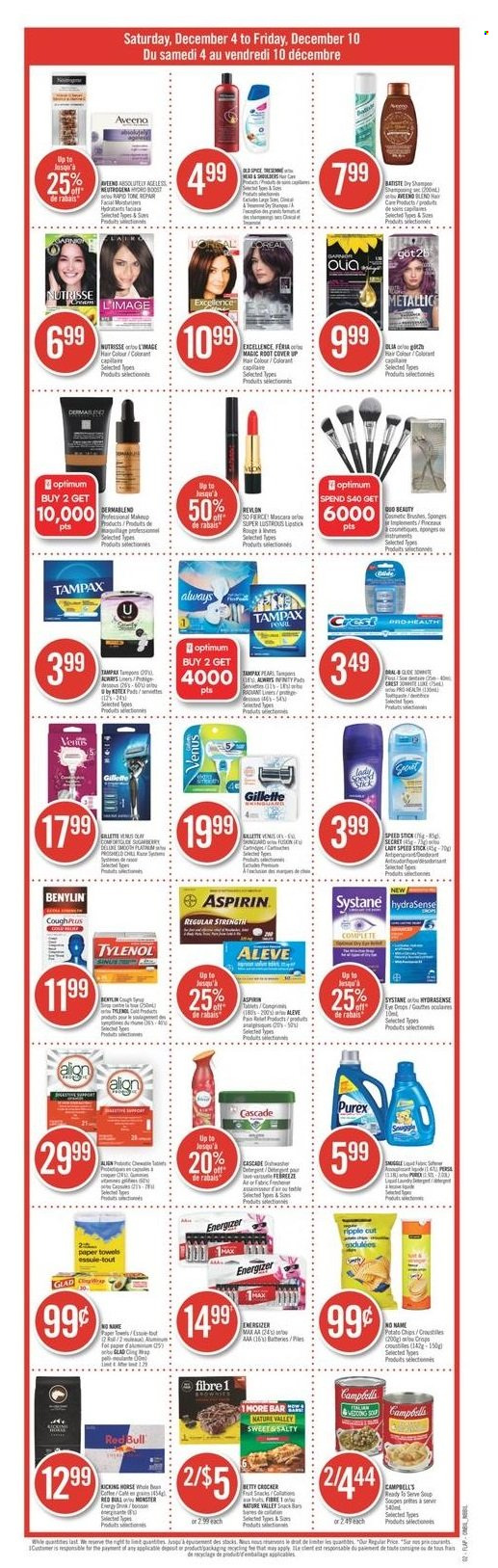thumbnail - Circulaire Shoppers Drug Mart - 04 Décembre 2021 - 10 Décembre 2021 - Produits soldés - chips, Gillette, Systane, Tampax. Page 2.