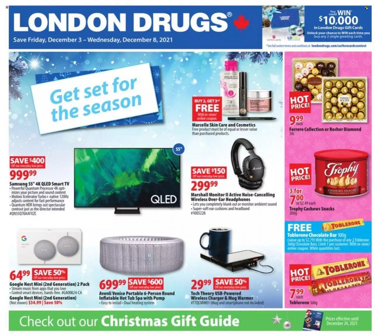 thumbnail - Circulaire London Drugs - 03 Décembre 2021 - 08 Décembre 2021 - Produits soldés - téléviseur, smart tv, Samsung, smartphone, mug. Page 1.