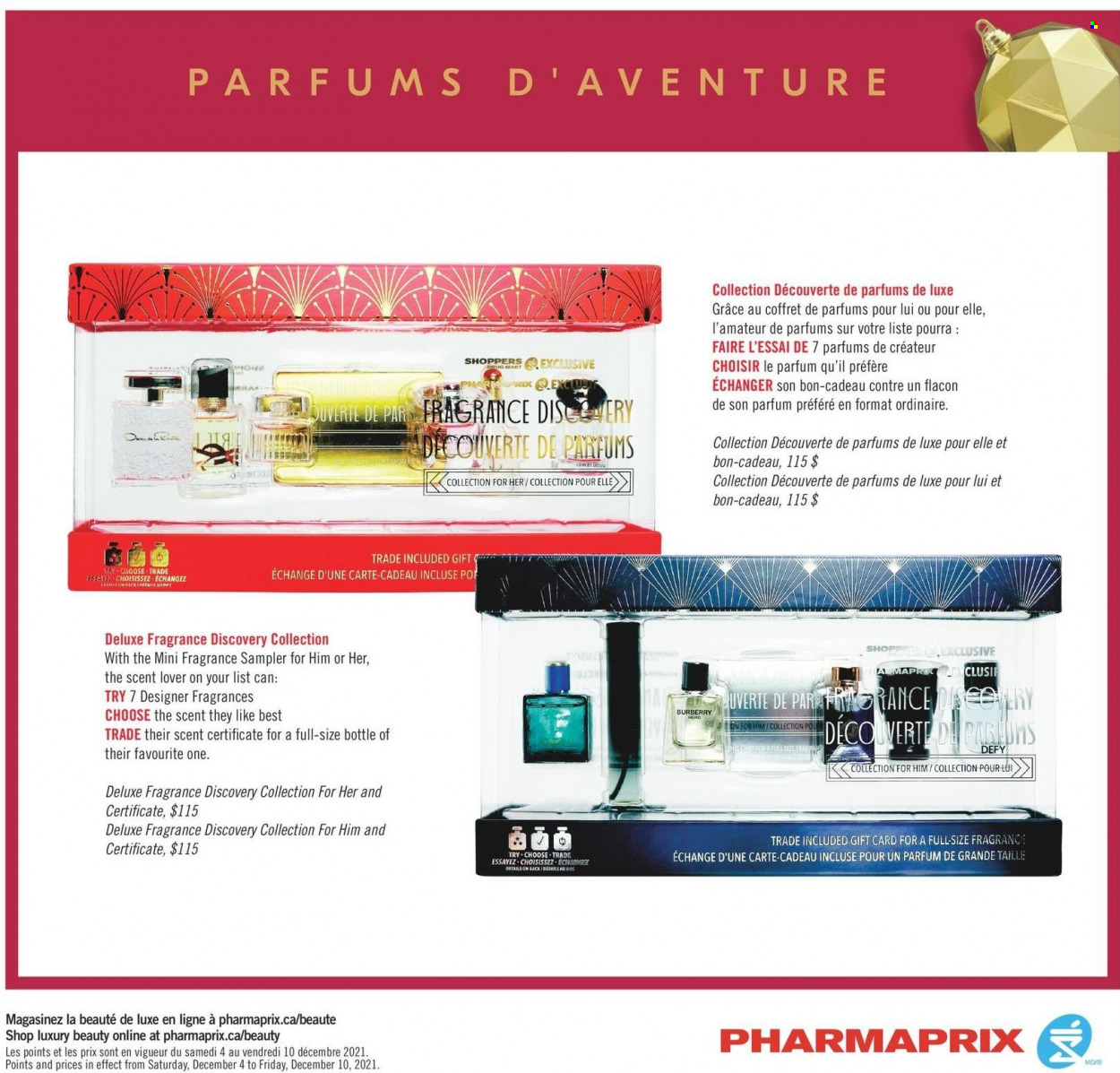 thumbnail - Pharmaprix Flyer - December 04, 2021 - December 10, 2021 - Sales products - fragrance, Burberry. Page 20.