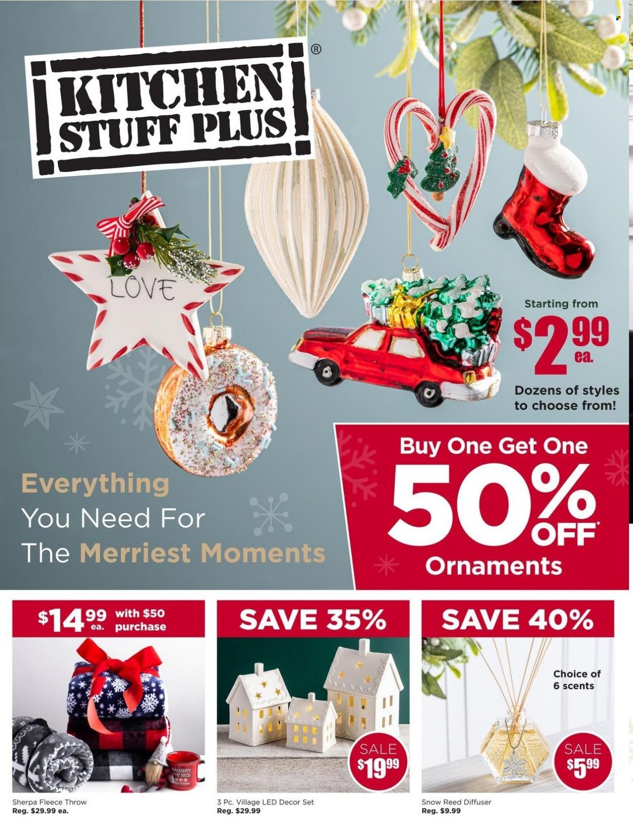 thumbnail - Kitchen Stuff Plus Flyer - December 02, 2021 - December 12, 2021 - Sales products - diffuser, fleece throw. Page 1.