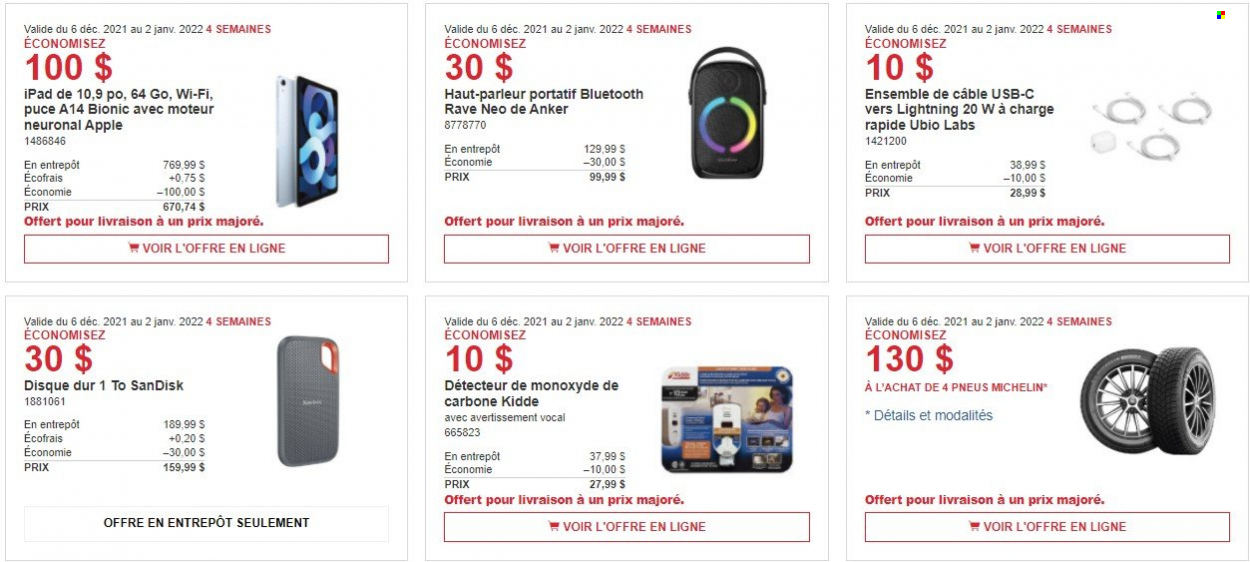 thumbnail - Costco Flyer - December 06, 2021 - January 02, 2022 - Sales products - Sandisk, Apple, iPad, Anker, Michelin. Page 1.