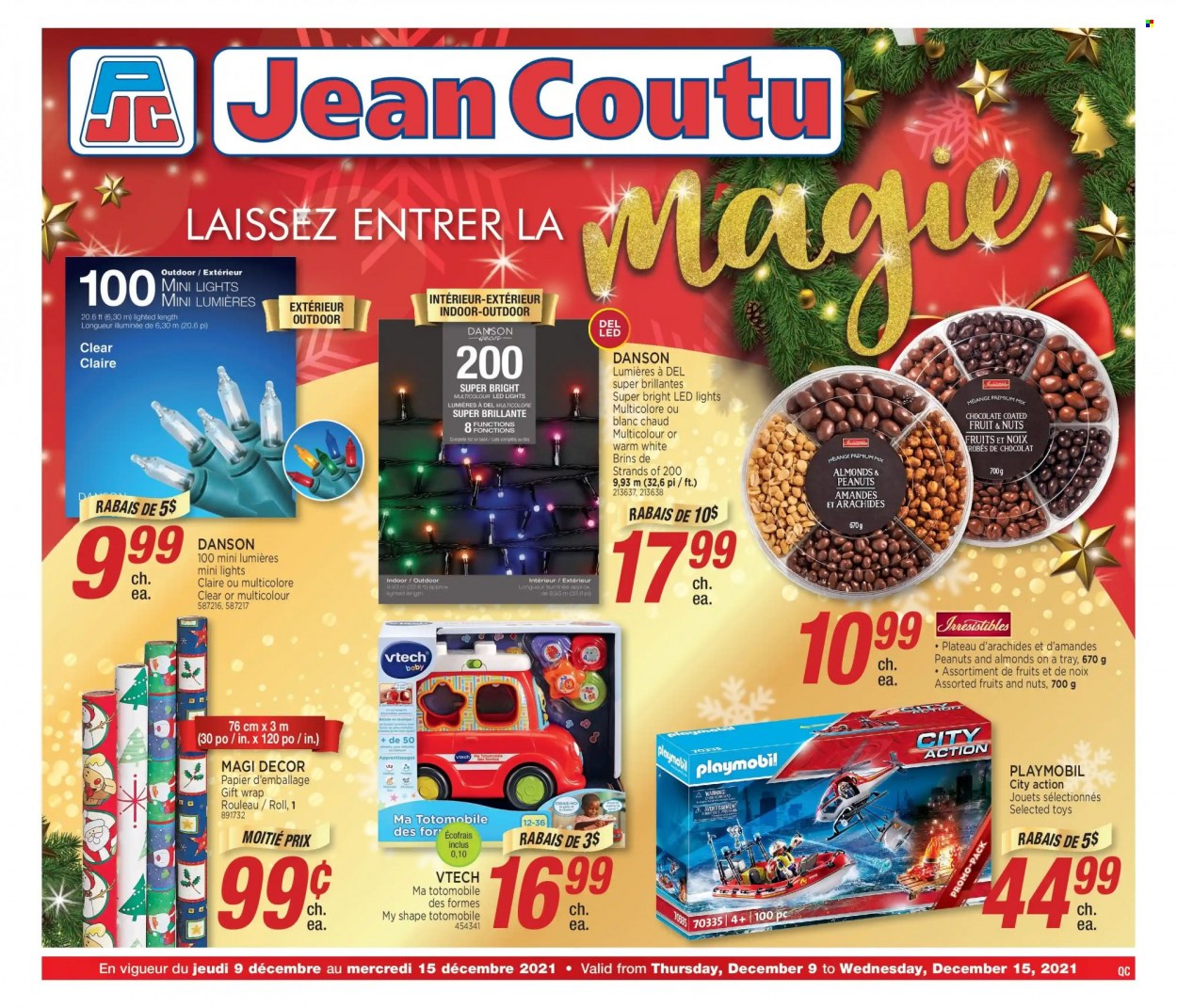 thumbnail - Circulaire Jean Coutu - 09 Décembre 2021 - 15 Décembre 2021 - Produits soldés - chocolat, Playmobil. Page 1.