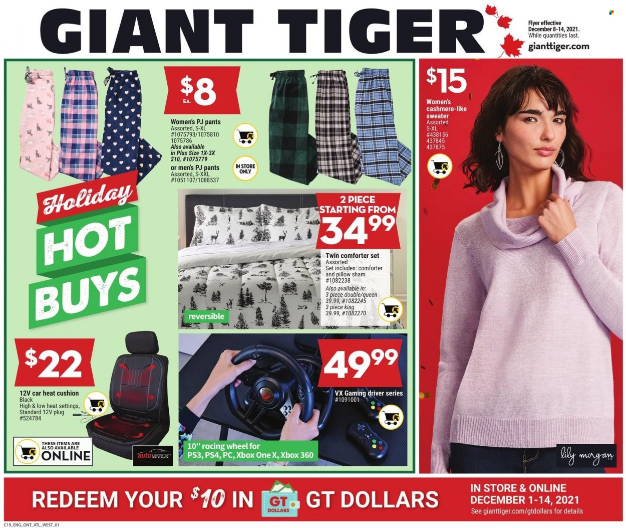 thumbnail - Giant Tiger Flyer - December 08, 2021 - December 14, 2021 - Sales products - pants, cushion, comforter, twin comforters, pillow, PlayStation, PlayStation 4, sweater, Xbox One, Xbox. Page 1.