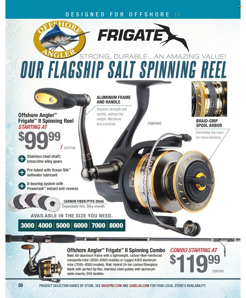 thumbnail - Bass Pro Shops Flyer - Sales products - reel, spinning reel. Page 50.