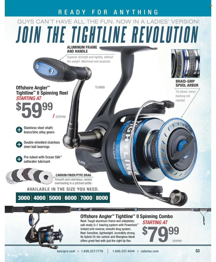 thumbnail - Bass Pro Shops Flyer - Sales products - reel, spinning reel. Page 53.