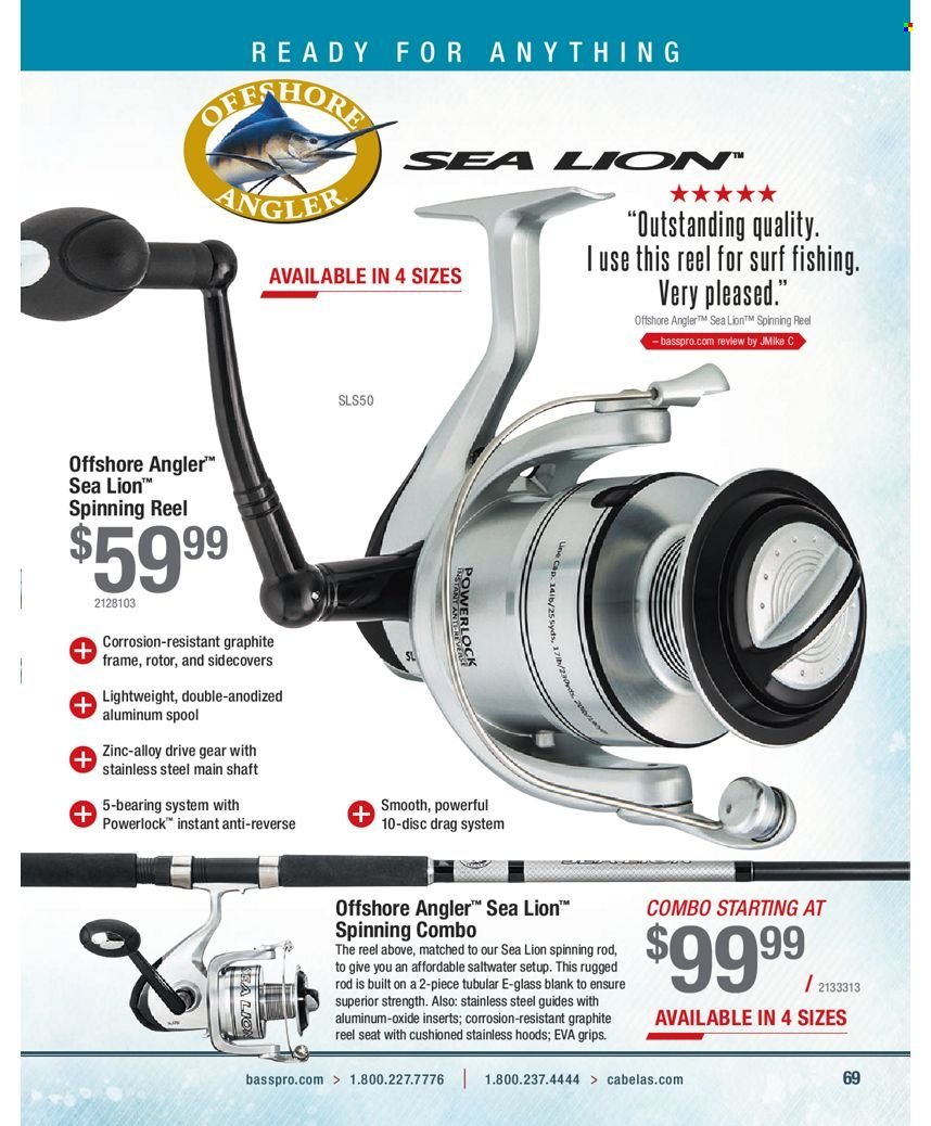 thumbnail - Bass Pro Shops Flyer - Sales products - reel, spinning reel. Page 69.