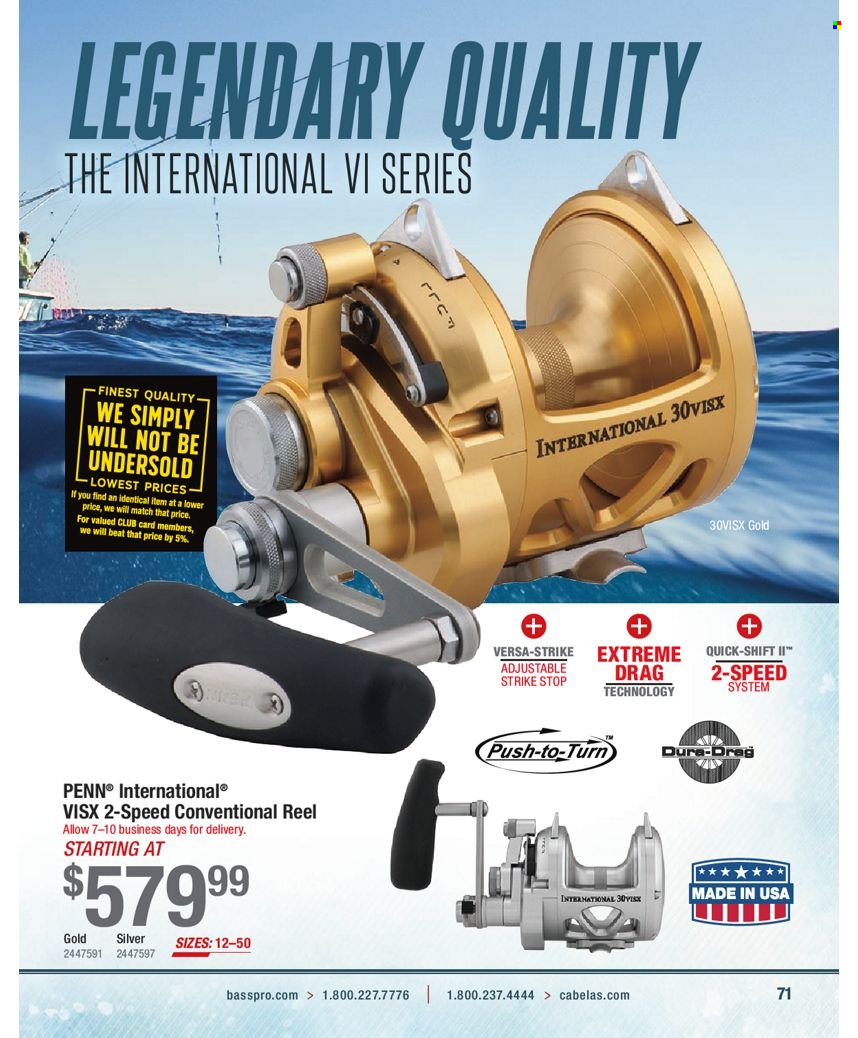 thumbnail - Bass Pro Shops Flyer - Sales products - reel, Penn. Page 71.