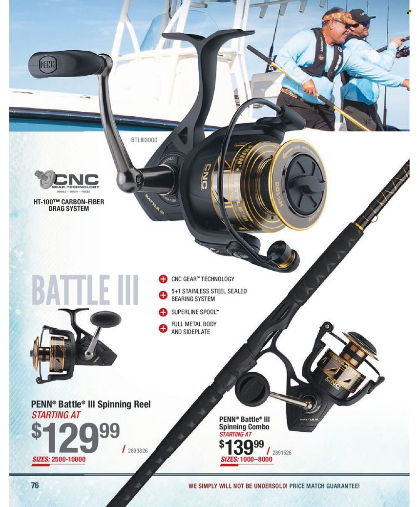 thumbnail - Bass Pro Shops Flyer - Sales products - reel, spinning reel, fishing rod, Penn. Page 76.