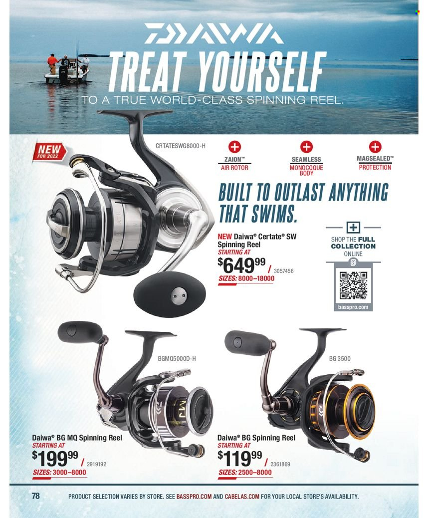 thumbnail - Bass Pro Shops Flyer - Sales products - reel, spinning reel, fishing rod, DAIWA. Page 78.
