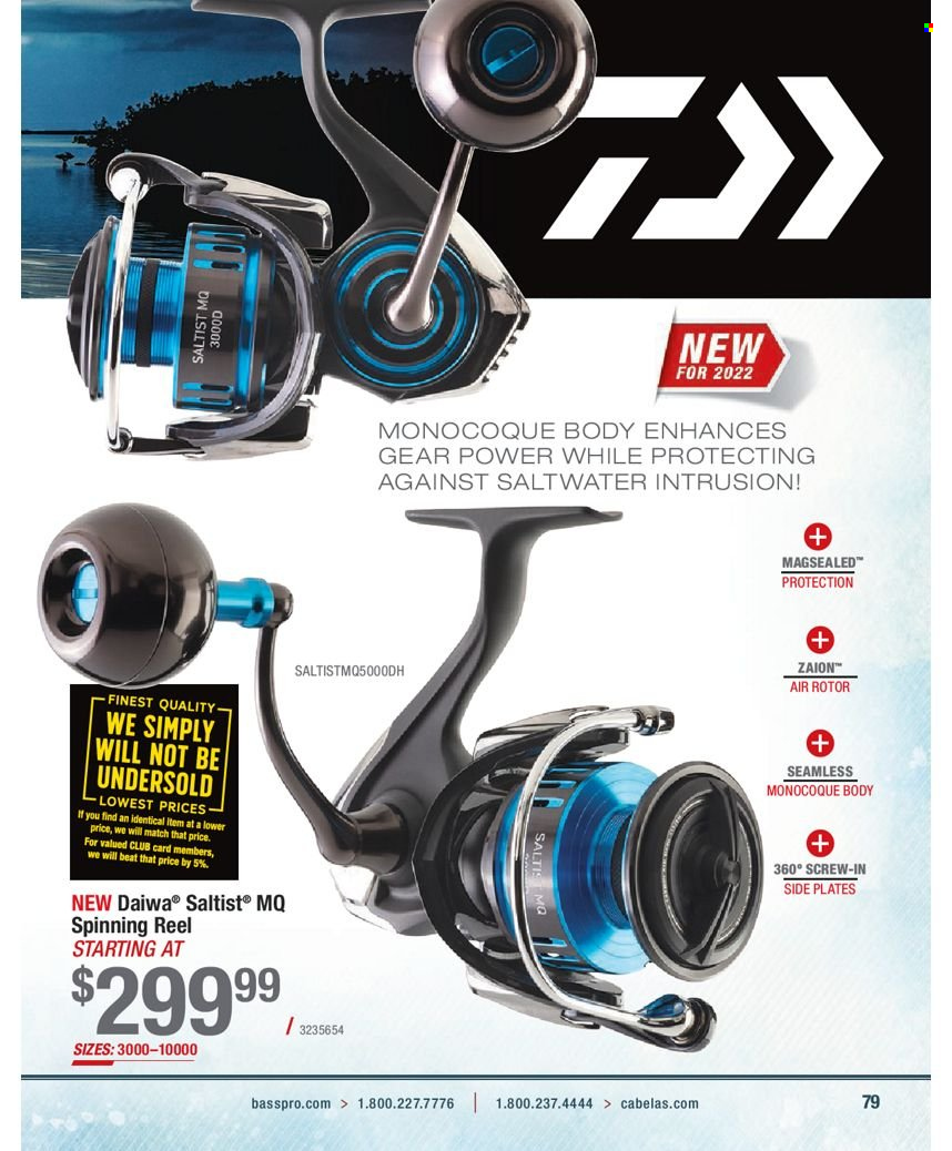 thumbnail - Bass Pro Shops Flyer - Sales products - reel, spinning reel, fishing rod, DAIWA. Page 79.